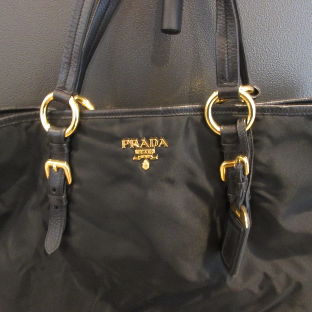 PRADA BLACK NYLON LARGE SHOPPER TOTE BAG - Picture 9 of 14